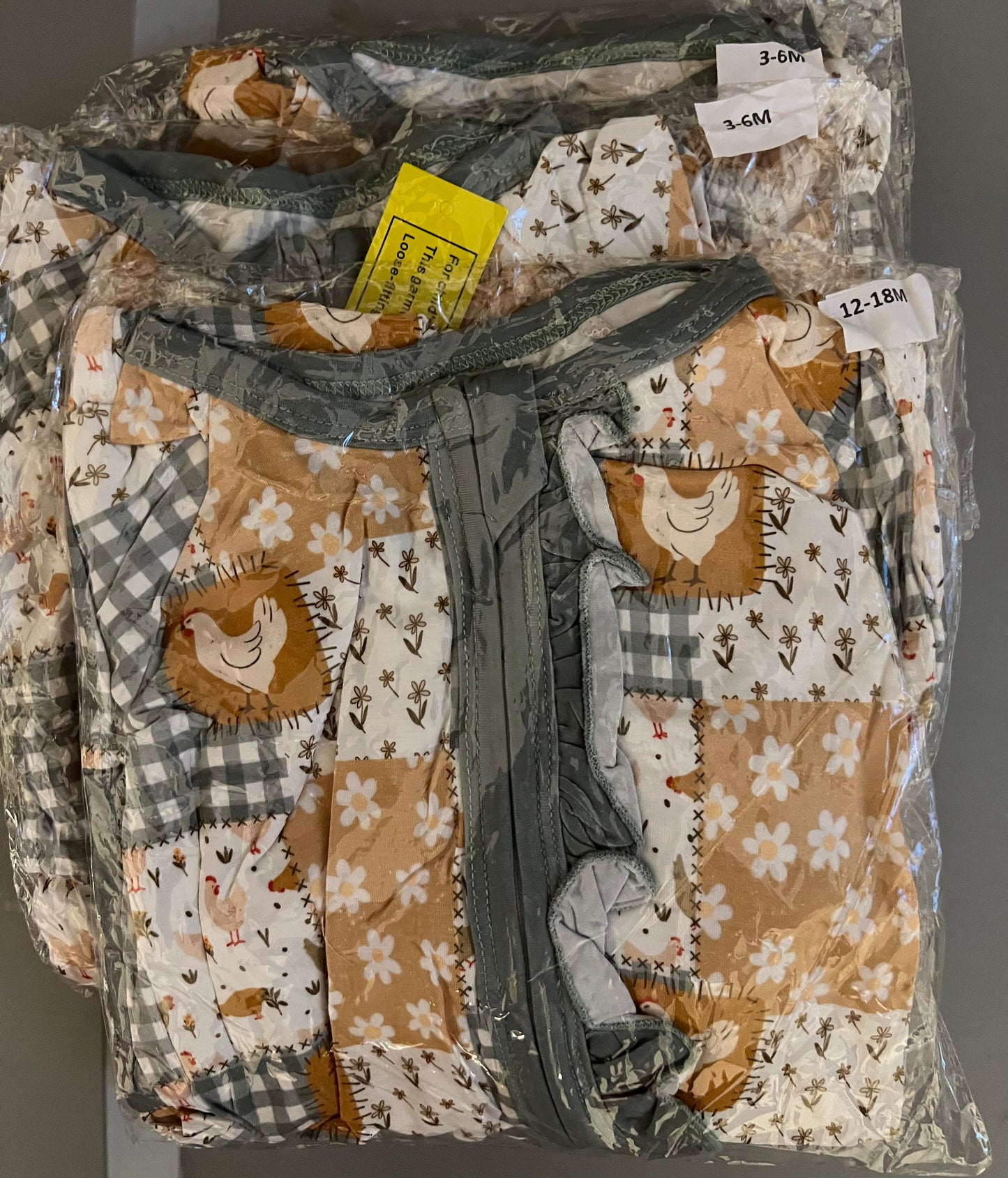 Floral chicken zippy w/ruffles - RTS