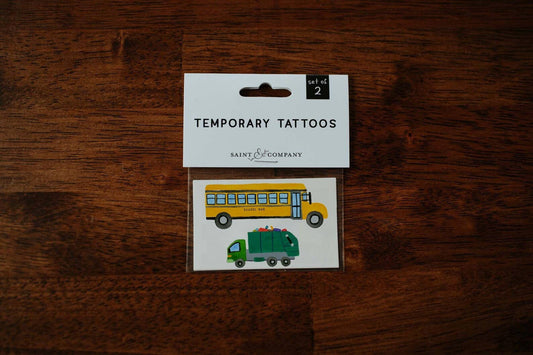 School Bus + Trash Truck Temporary Tattoos